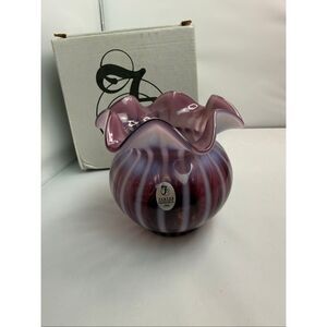 Fenton Art Glass Signed Purple Rib Optic Ruffled Vase – Shelley & Don Fenton – 6